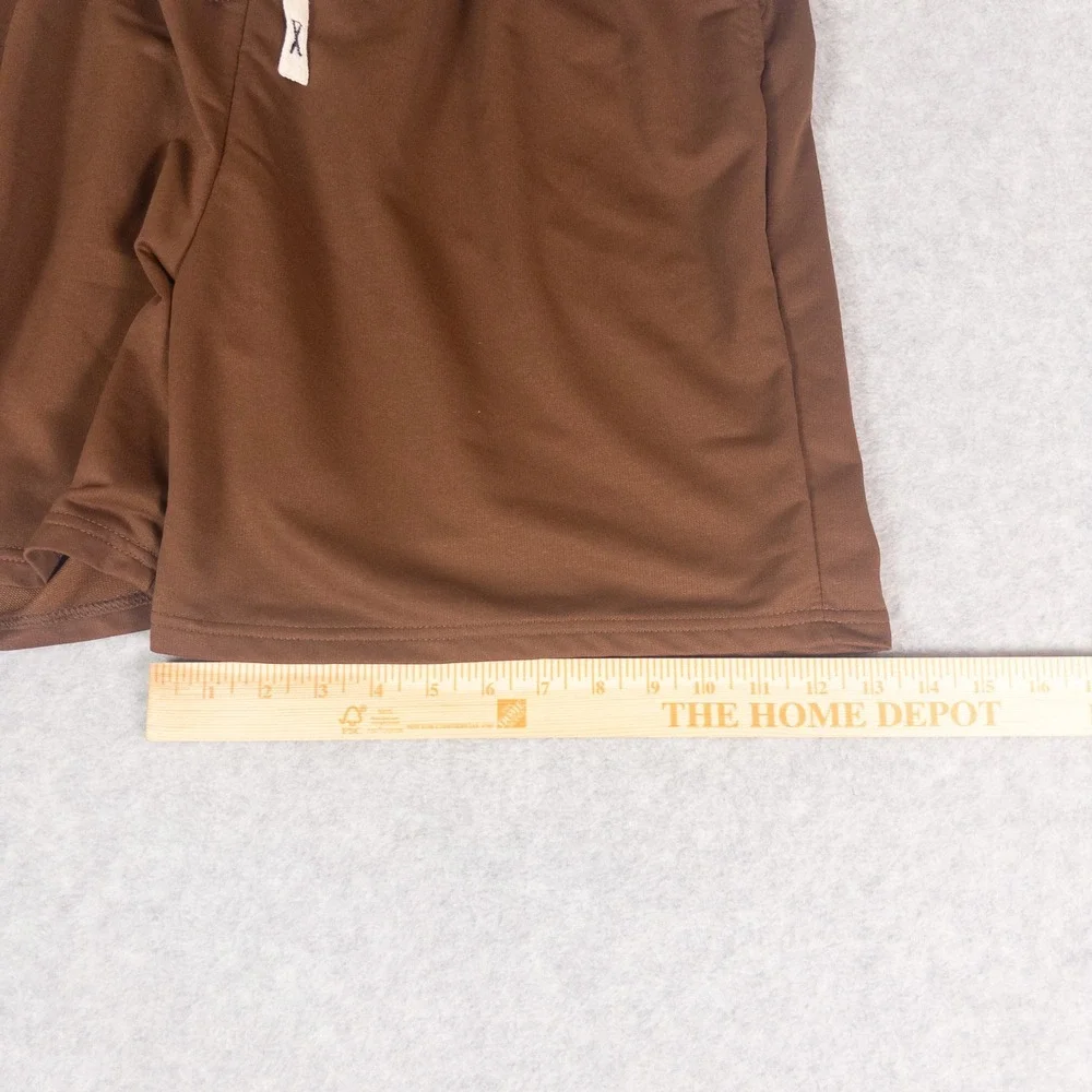 Mens Brown Mesh Athletic Gym Shorts XXL Elastic Waist Drawstring Pockets